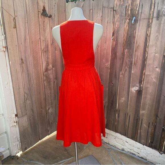 NEW FREE PEOPLE Red DIANA Wrap Cotton Midi Dress size XS - Picture 5 of 12